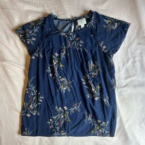 St. John’s Bay Navy Floral Short-Sleeve Top – Size Small
